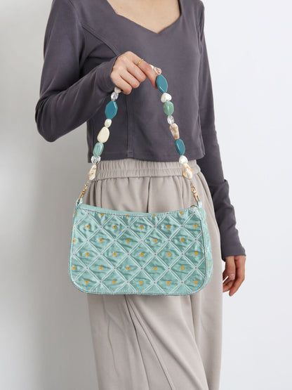 Vintage Green Beaded Shoulder Bag | bag | Three Fleas
