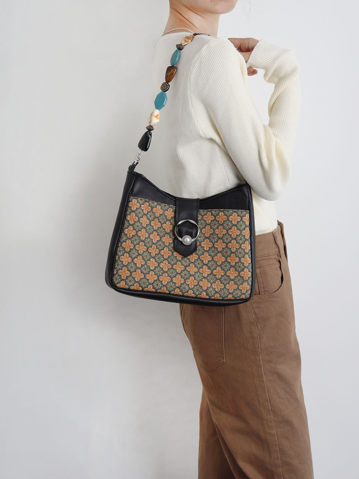 Vintage Floral Chinoiserie Shoulder Bag | bag | Three Fleas