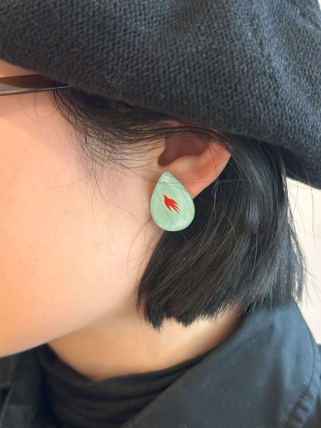 925 Silver Acrylic Retro Cute Earrings