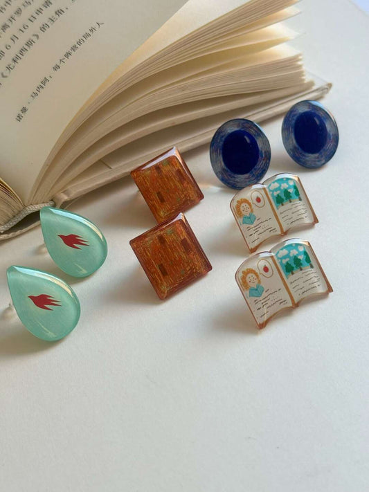 925 Silver Acrylic Retro Cute Earrings