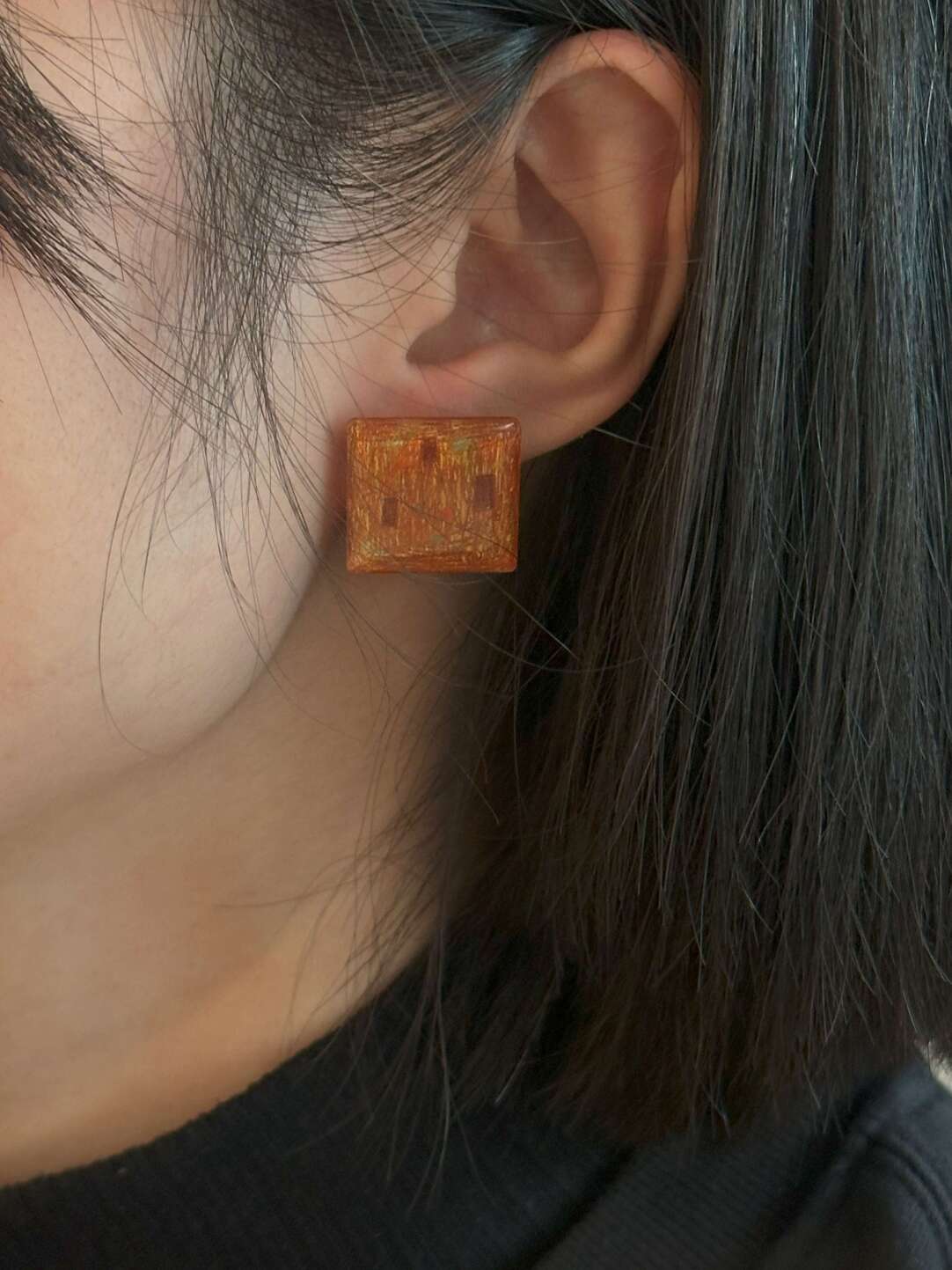 925 Silver Acrylic Retro Cute Earrings