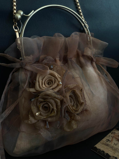 Ashen Rose Kiss-Lock Chain Bag