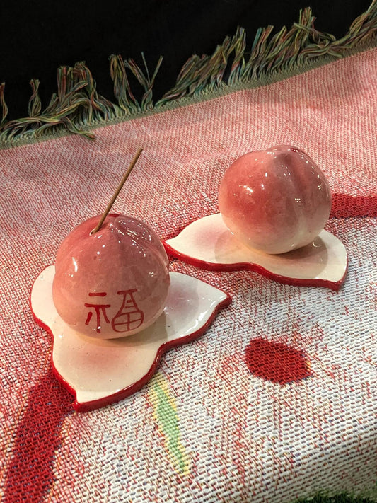 Surreal Peach Incense Holder | Plate/Vases Set | Three Fleas