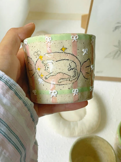 Playful Garden Hand-Painted Ceramic Cup