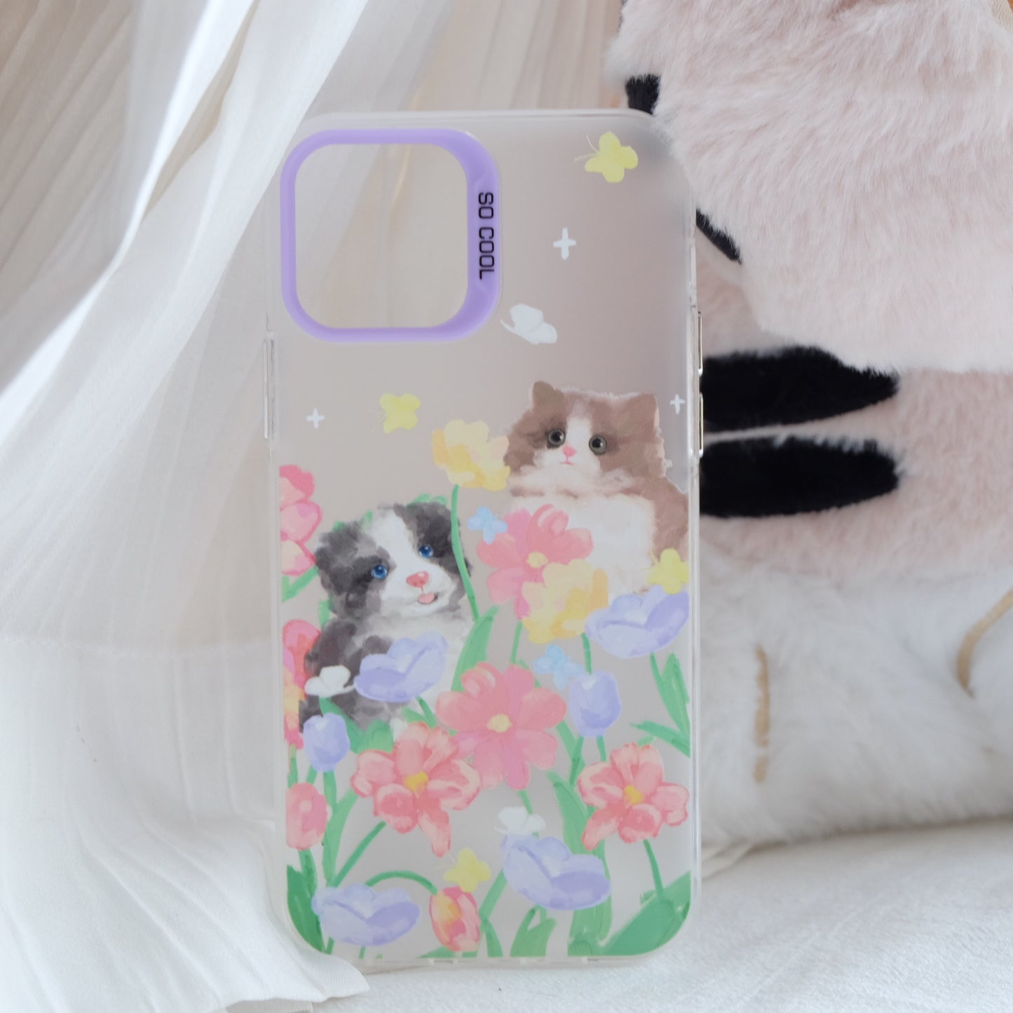 Flowery Kitten Puppy phone case
