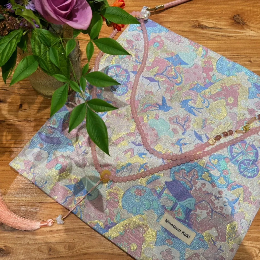 [Chinoiserie] Mountain Village Beaded Tassel Silk Bag