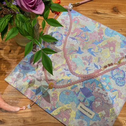 [Chinoiserie] Mountain Village Beaded Tassel Silk Bag