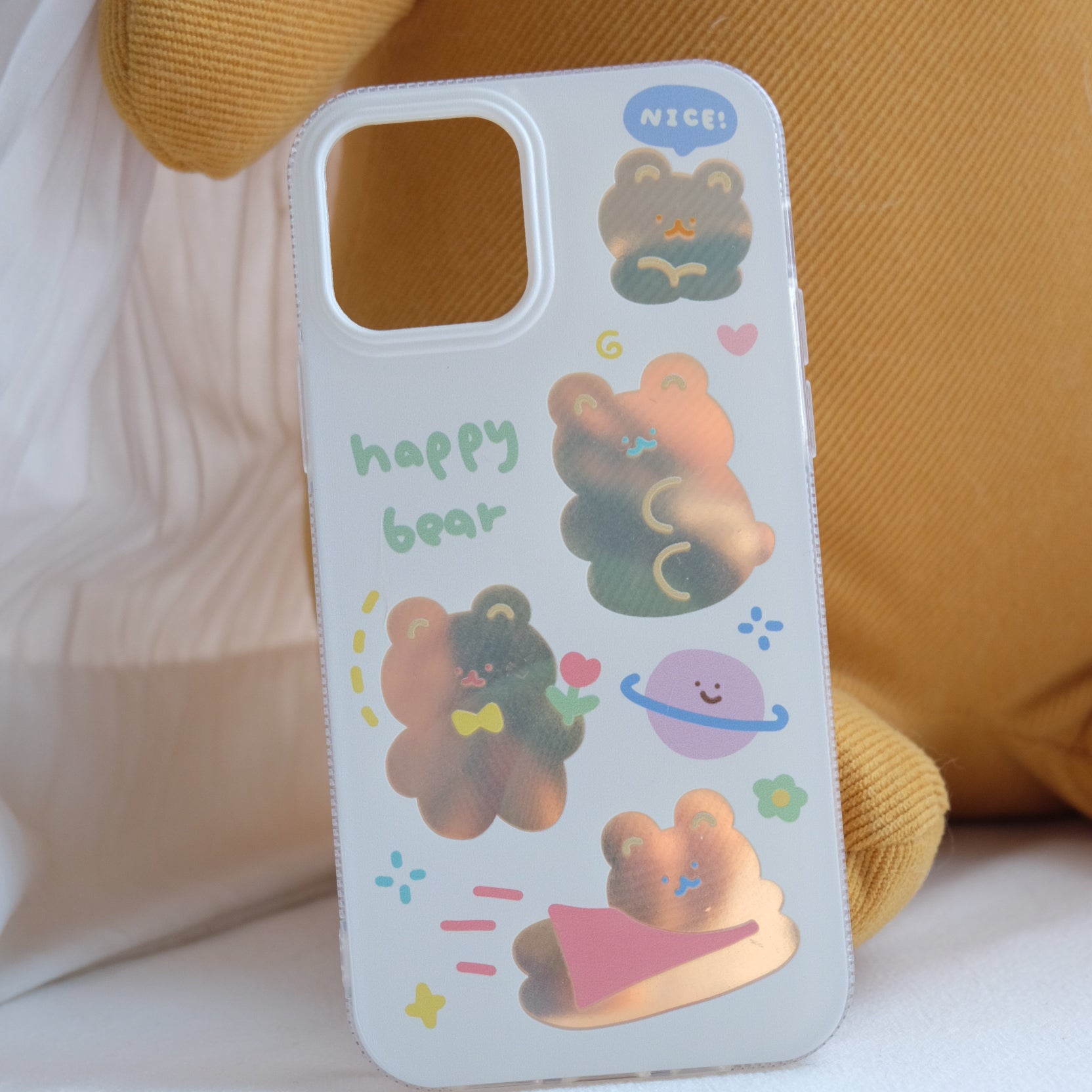 Happy bear laser phone case | phone accessories | Three Fleas
