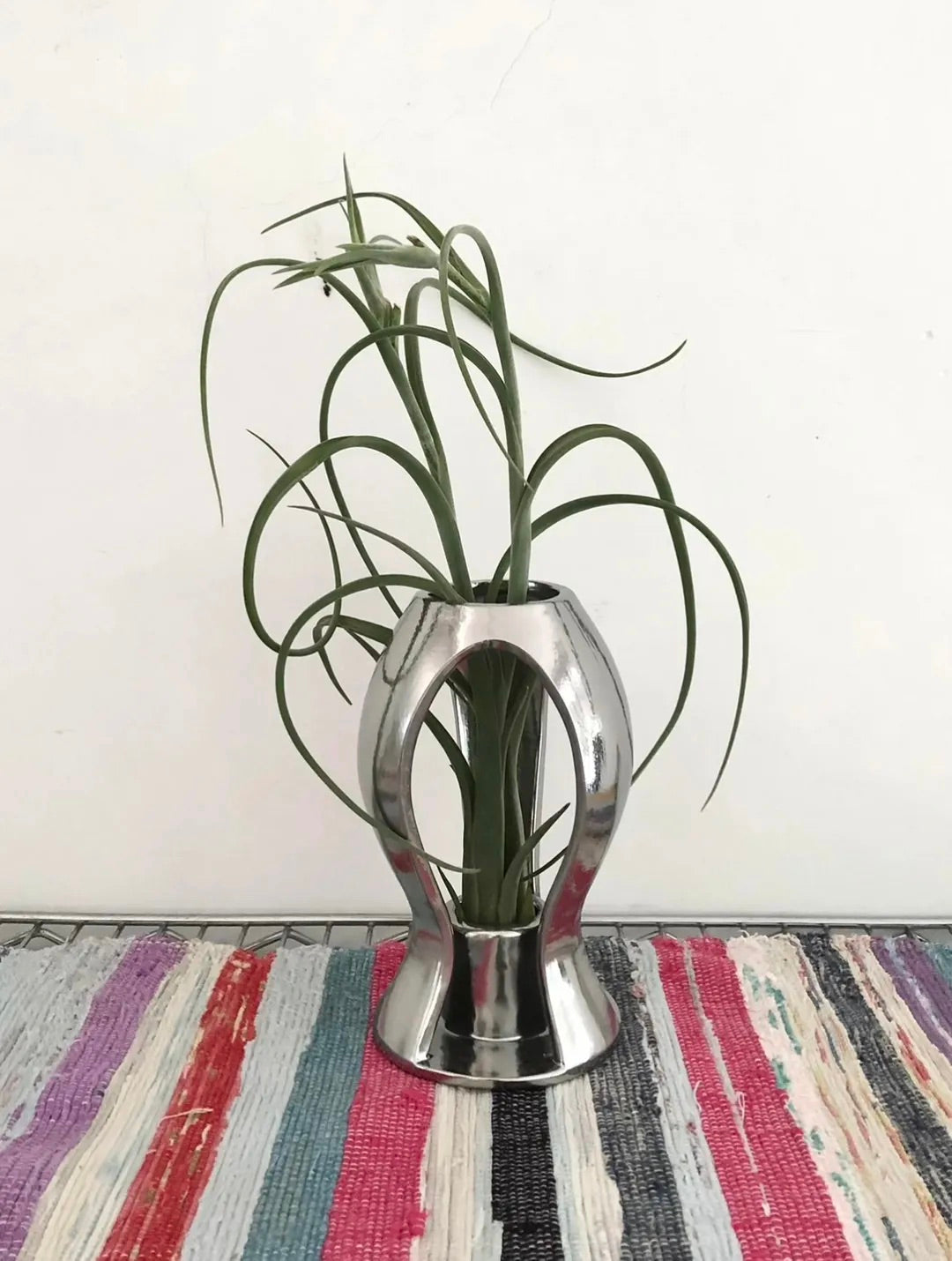 Silver Cutout Ceramic Vase