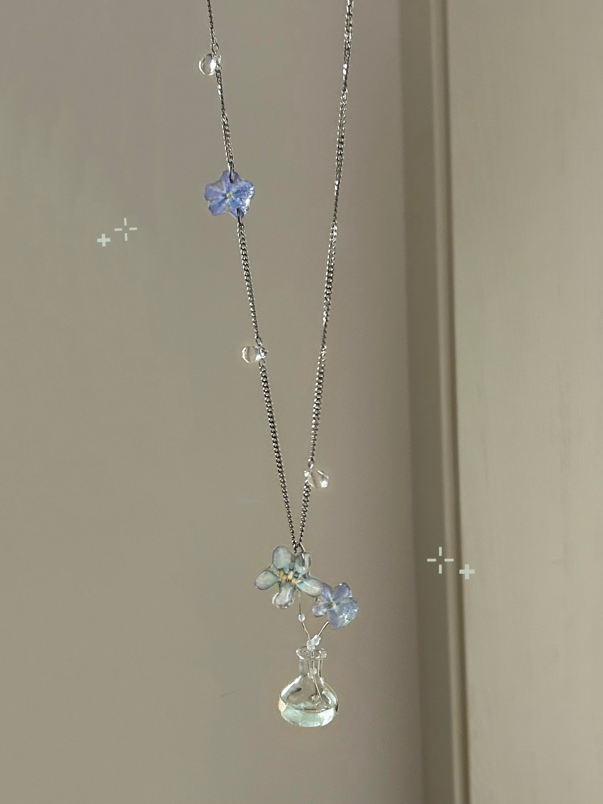 A Quiet Blue Blossom Resin Necklace | Necklace | Three Fleas