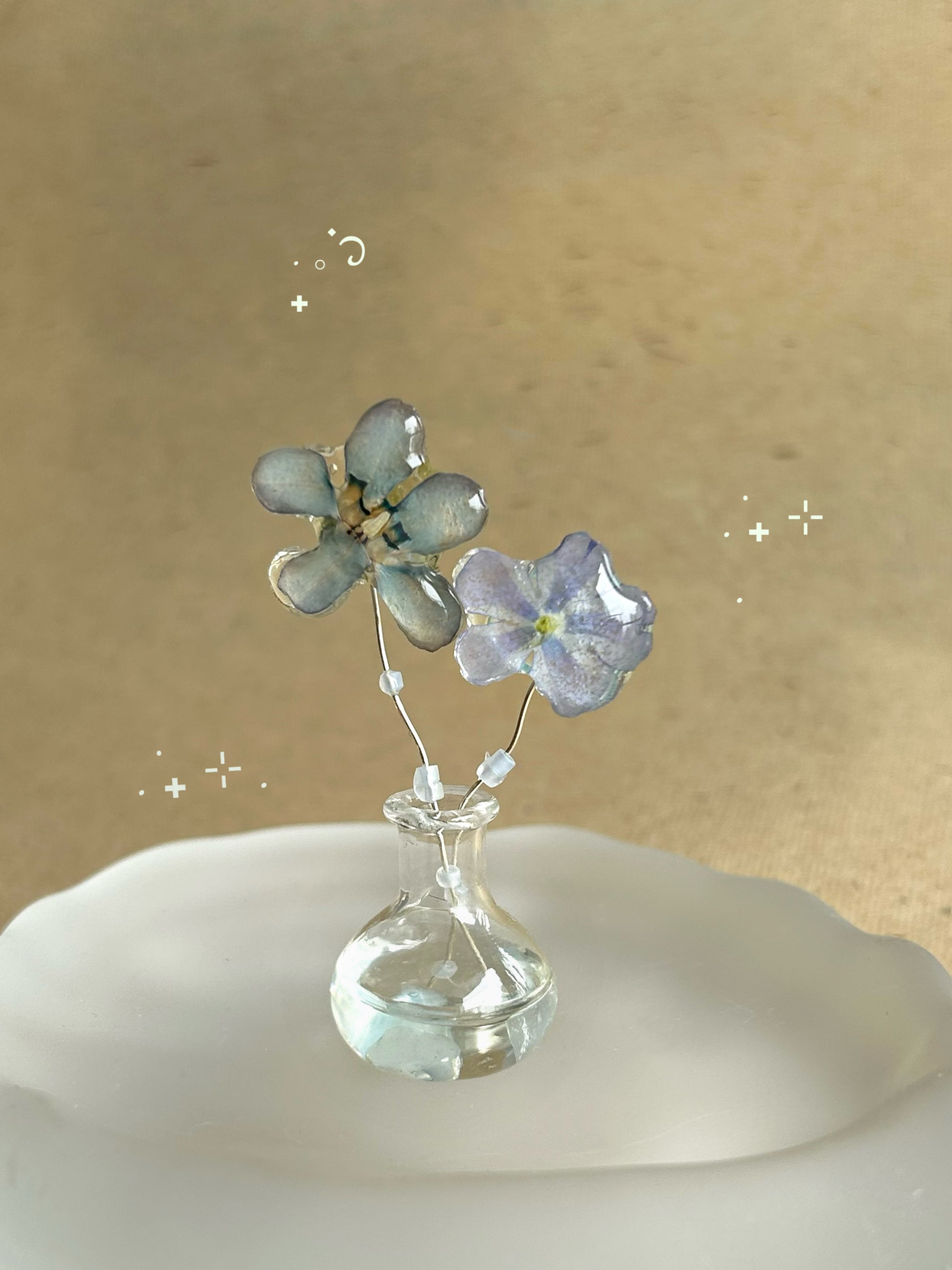 A Quiet Blue Blossom Resin Necklace | Necklace | Three Fleas