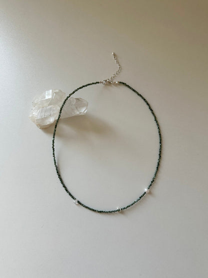 After Rain Moss Beaded Natural Stone Necklace