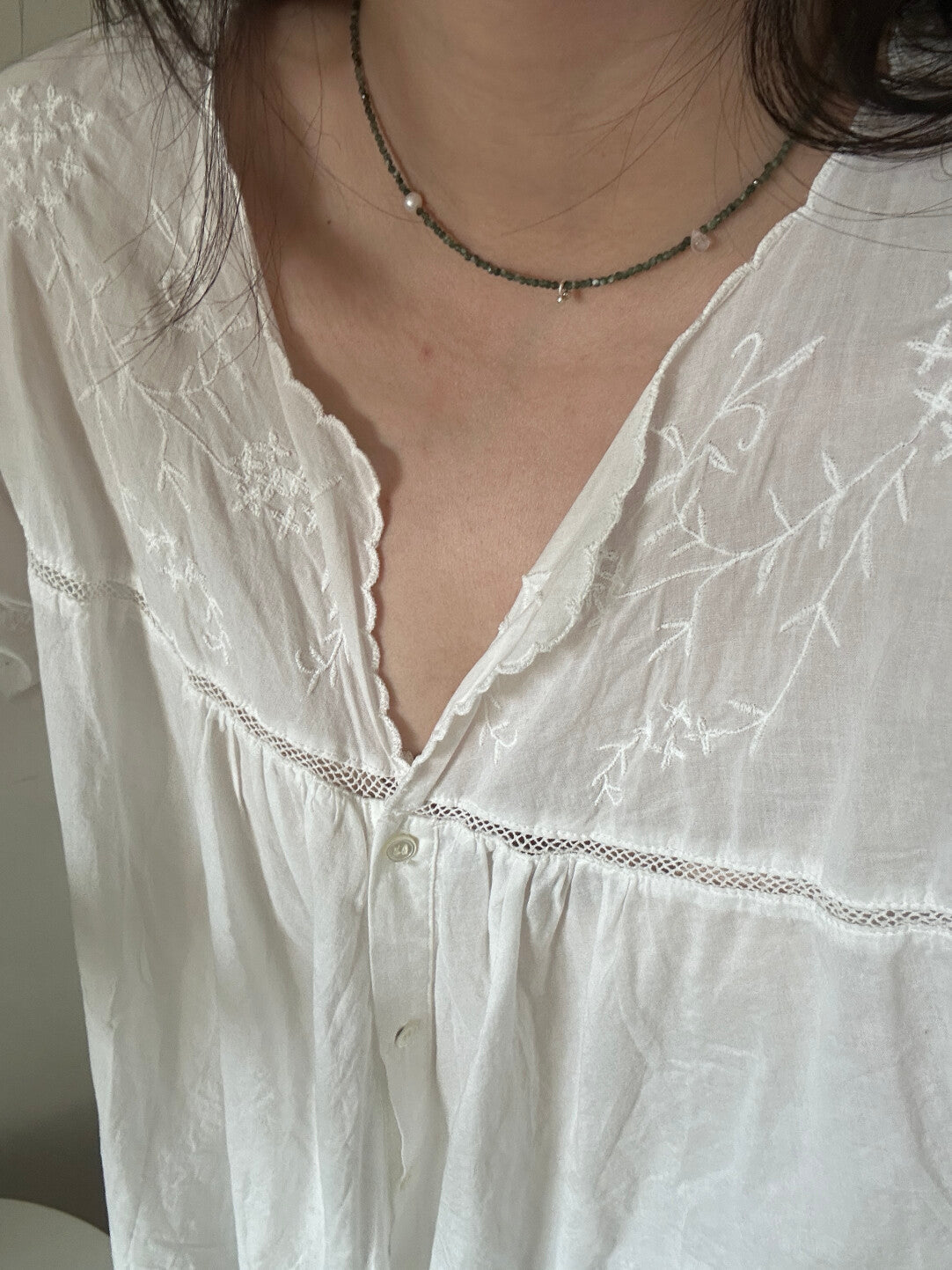 After Rain Moss Beaded Natural Stone Necklace