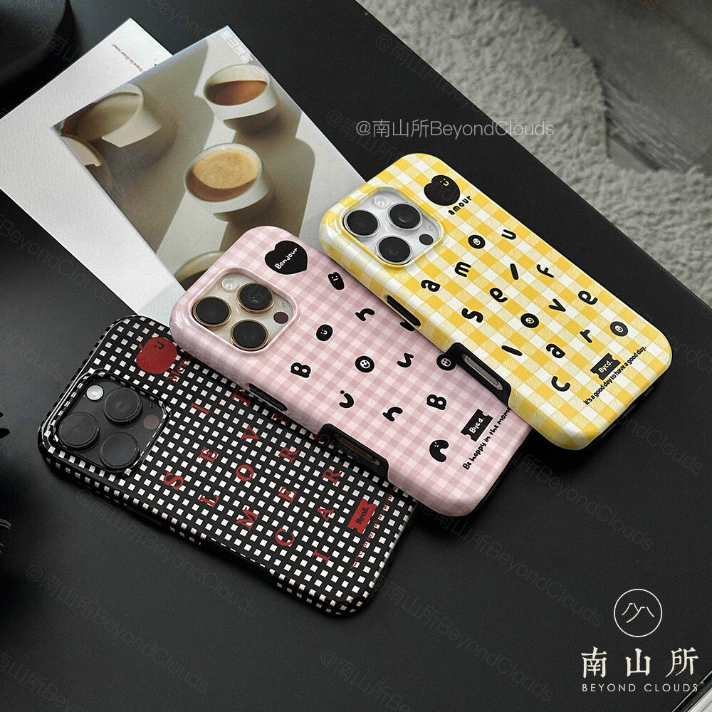Alphabet Plaid Double Layer Phone Case | iPhone Accessories | Three Fleas