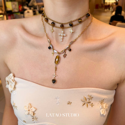 Amber Candy Beaded Layered Necklace