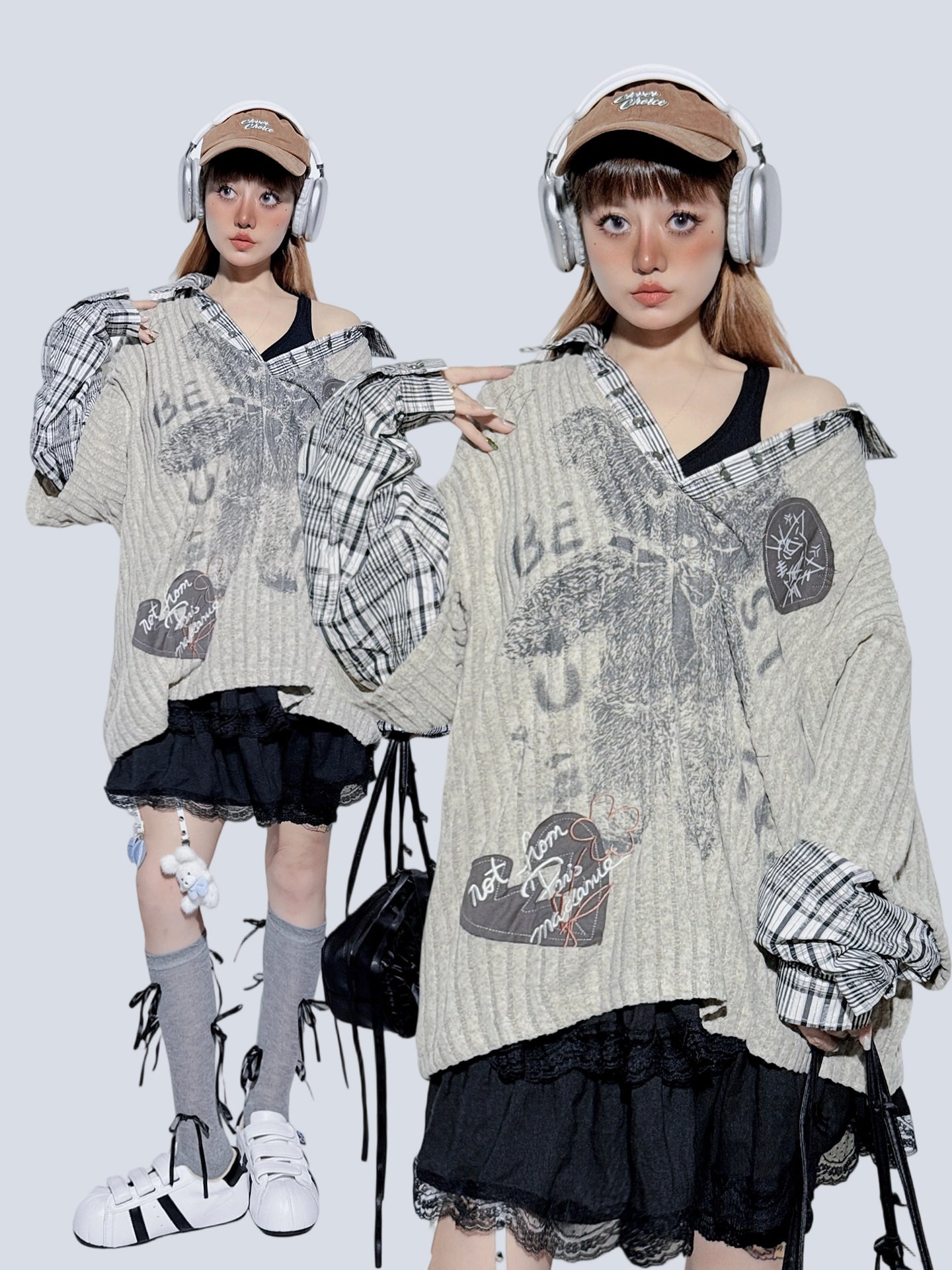 American Plaid Patchwork Oversized Shirt Jacket