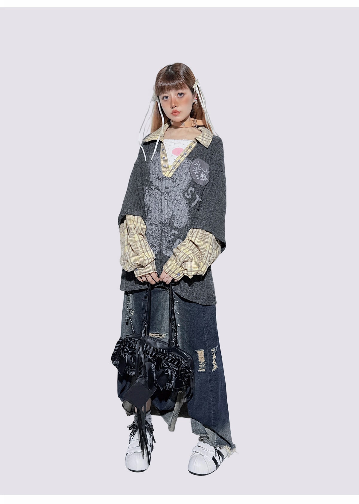 American Plaid Patchwork Oversized Shirt Jacket