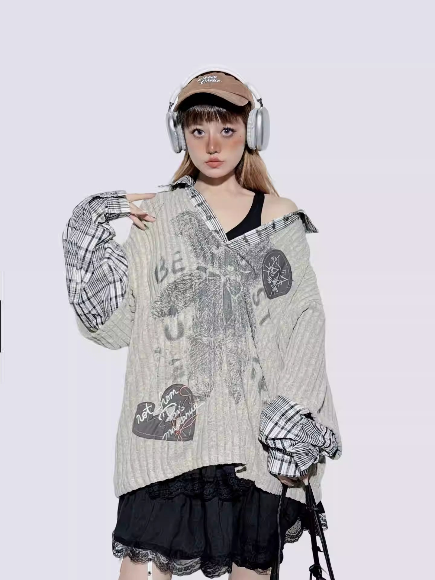 American Plaid Patchwork Oversized Shirt Jacket