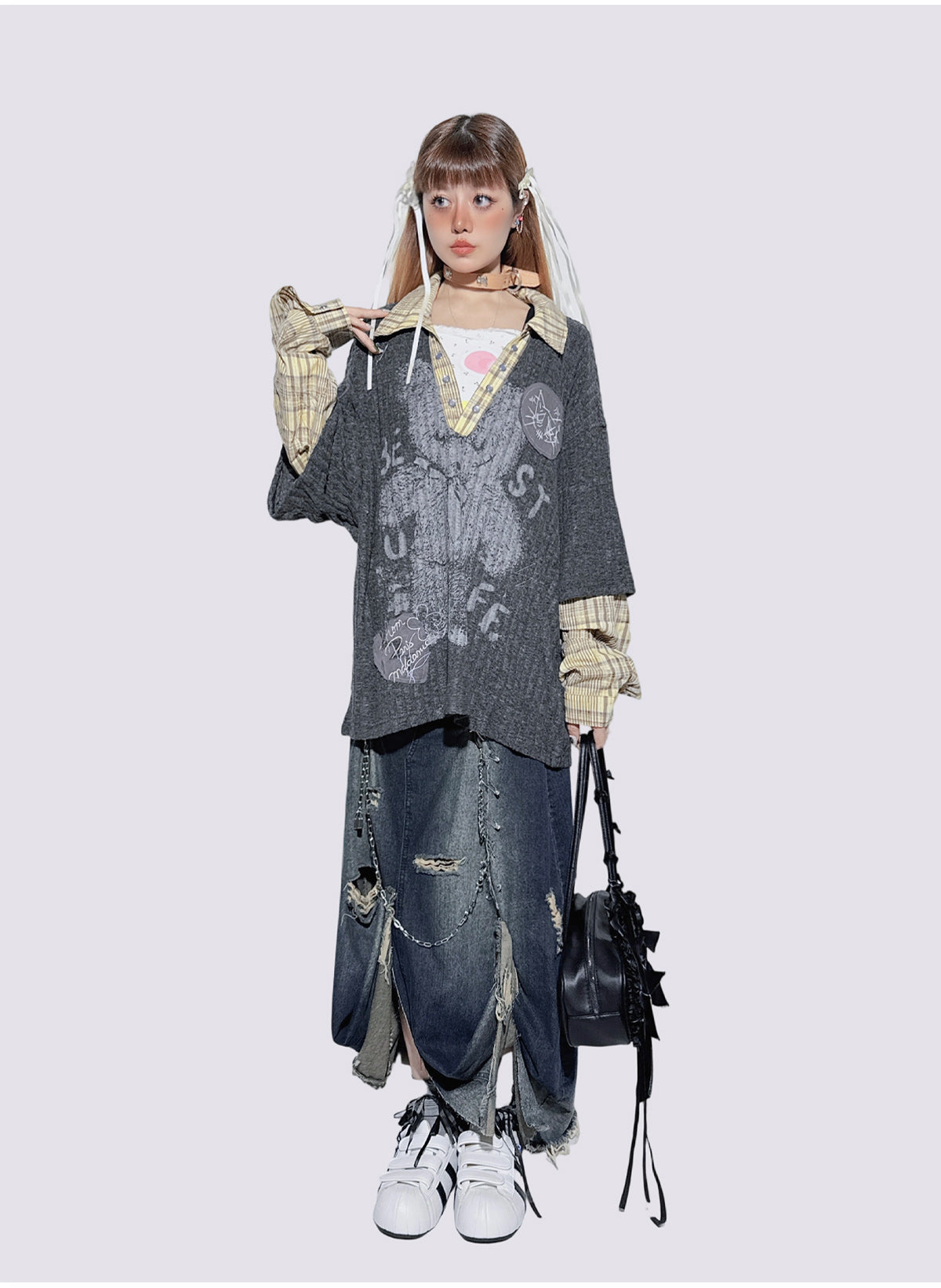 American Plaid Patchwork Oversized Shirt Jacket