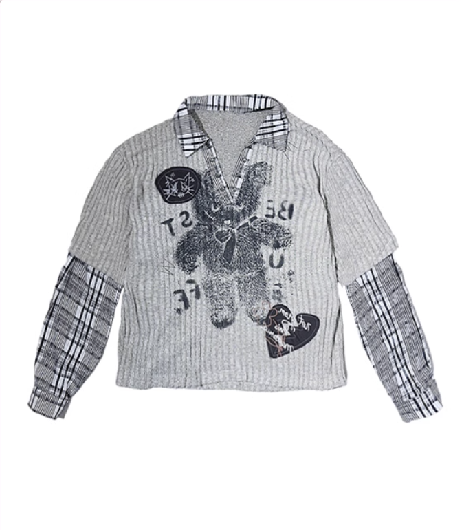 American Plaid Patchwork Oversized Shirt Jacket