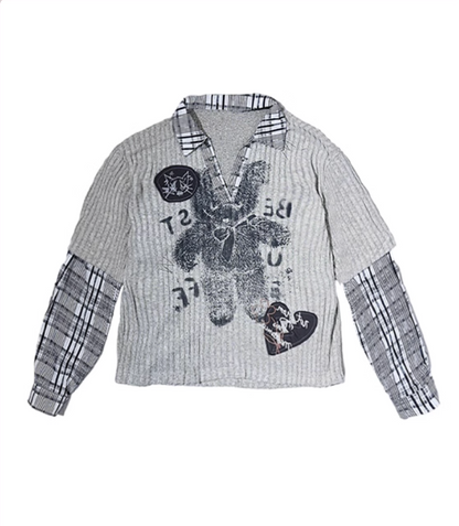 American Plaid Patchwork Oversized Shirt Jacket
