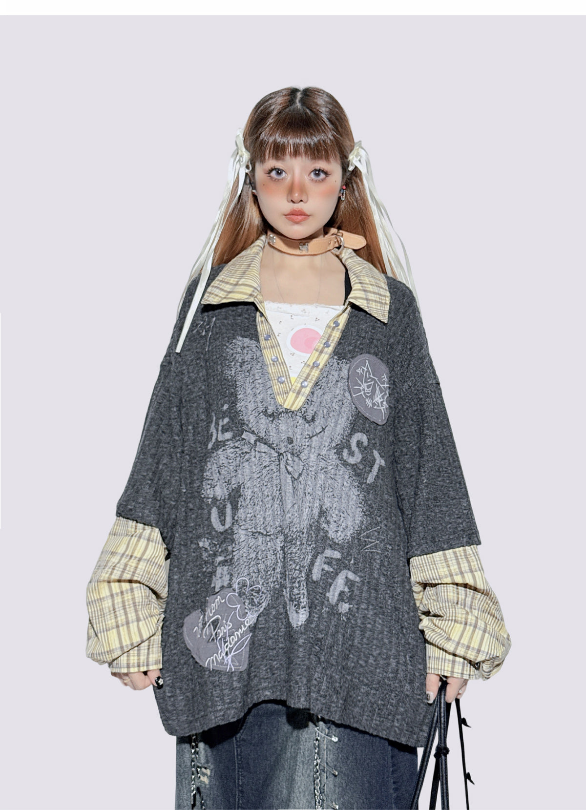 American Plaid Patchwork Oversized Shirt Jacket