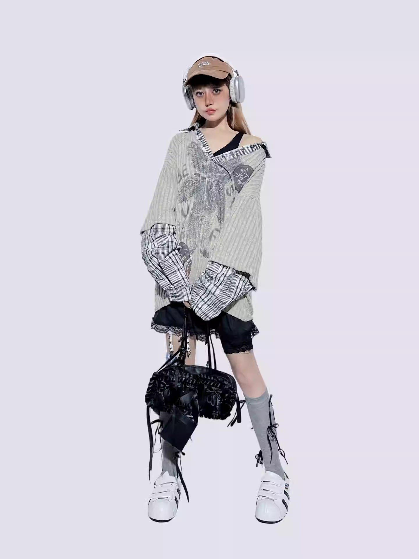 American Plaid Patchwork Oversized Shirt Jacket