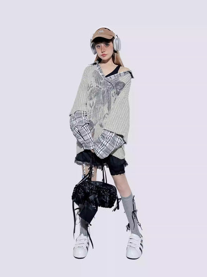 American Plaid Patchwork Oversized Shirt Jacket