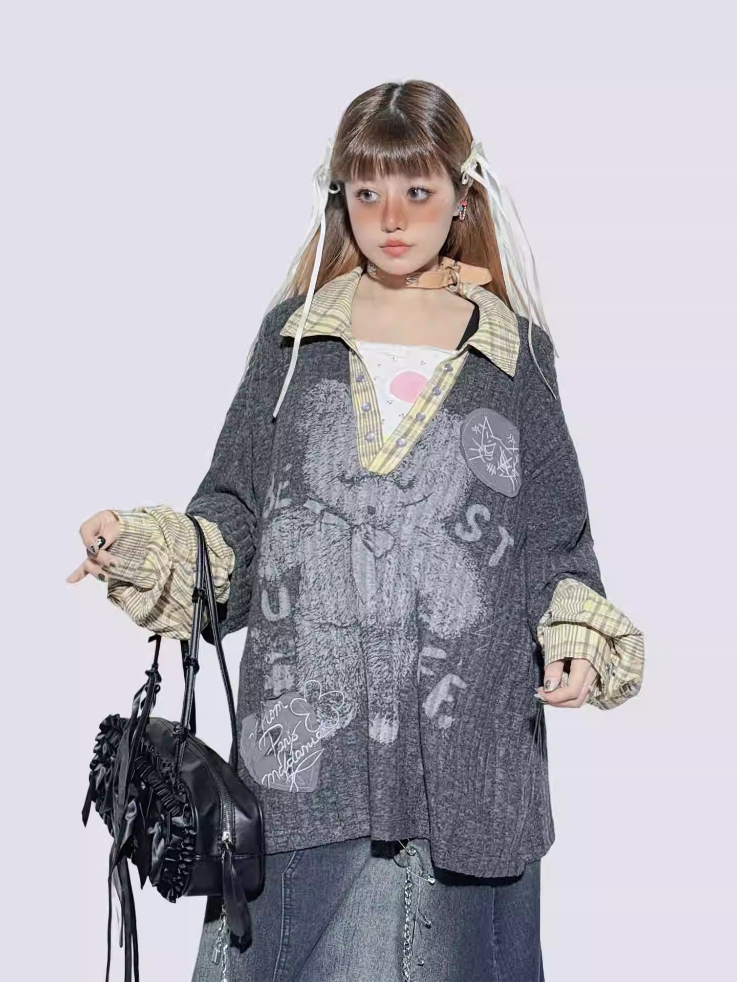 American Plaid Patchwork Oversized Shirt Jacket