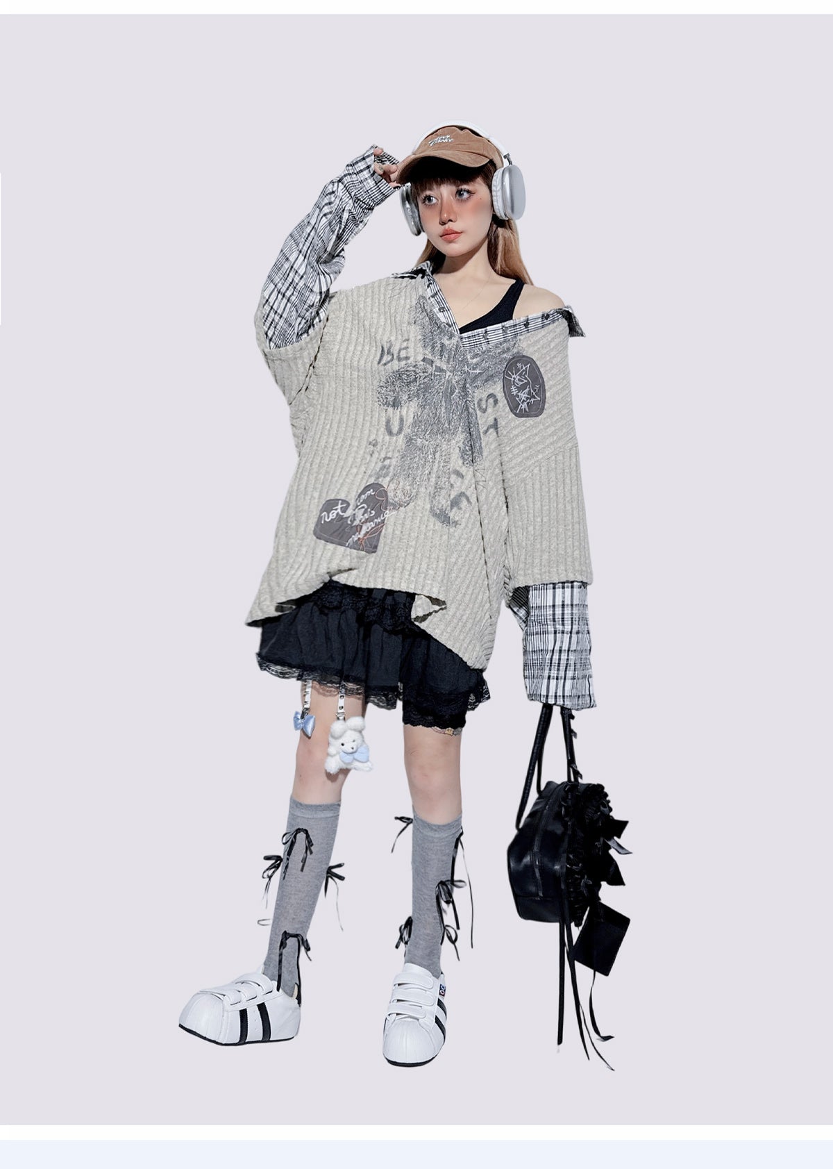 American Plaid Patchwork Oversized Shirt Jacket