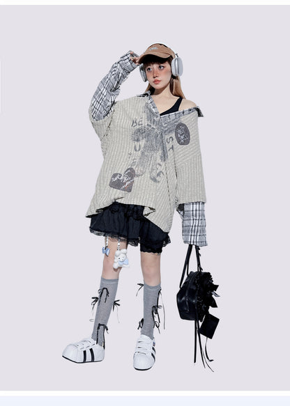 American Plaid Patchwork Oversized Shirt Jacket