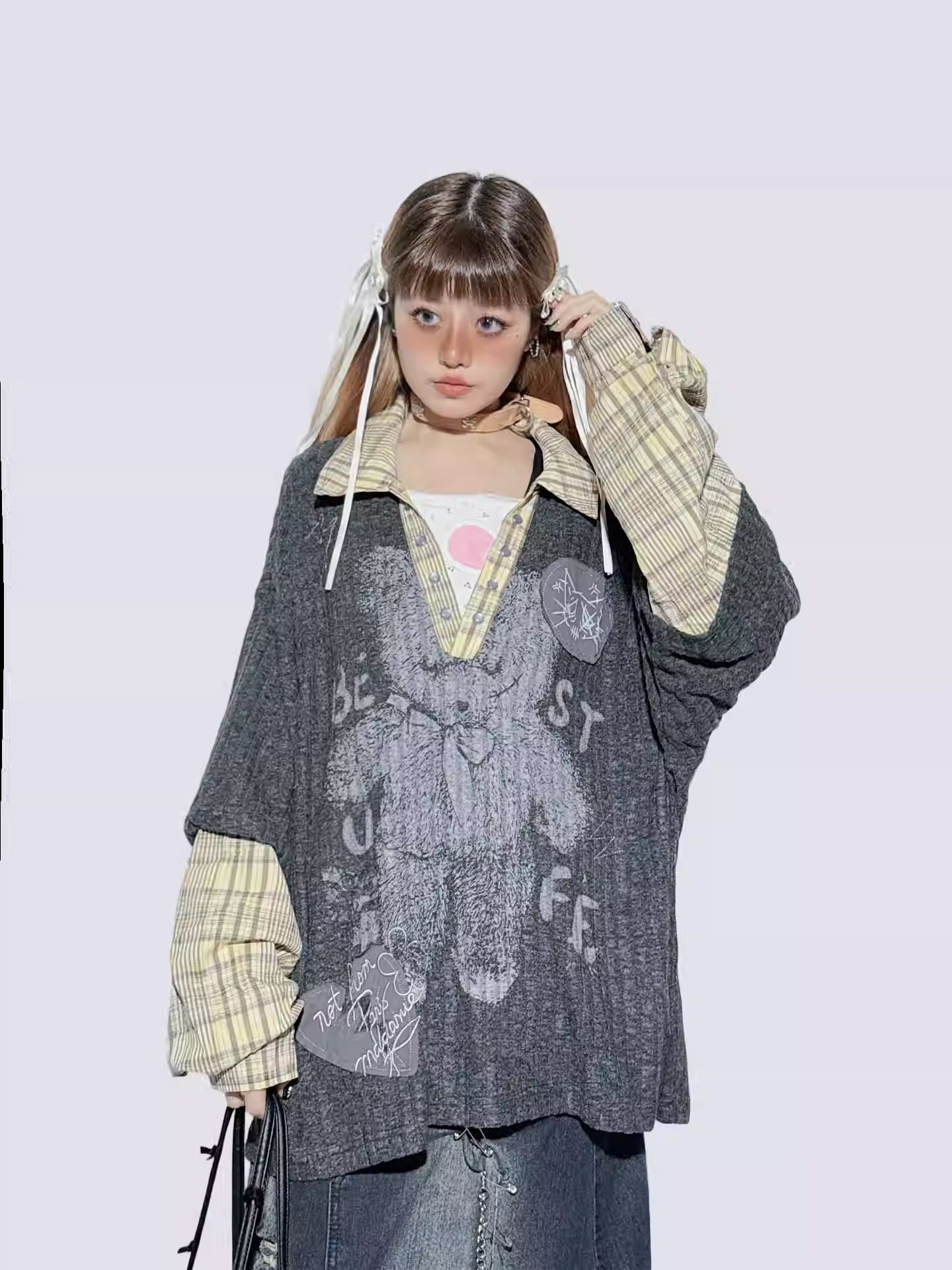 American Plaid Patchwork Oversized Shirt Jacket