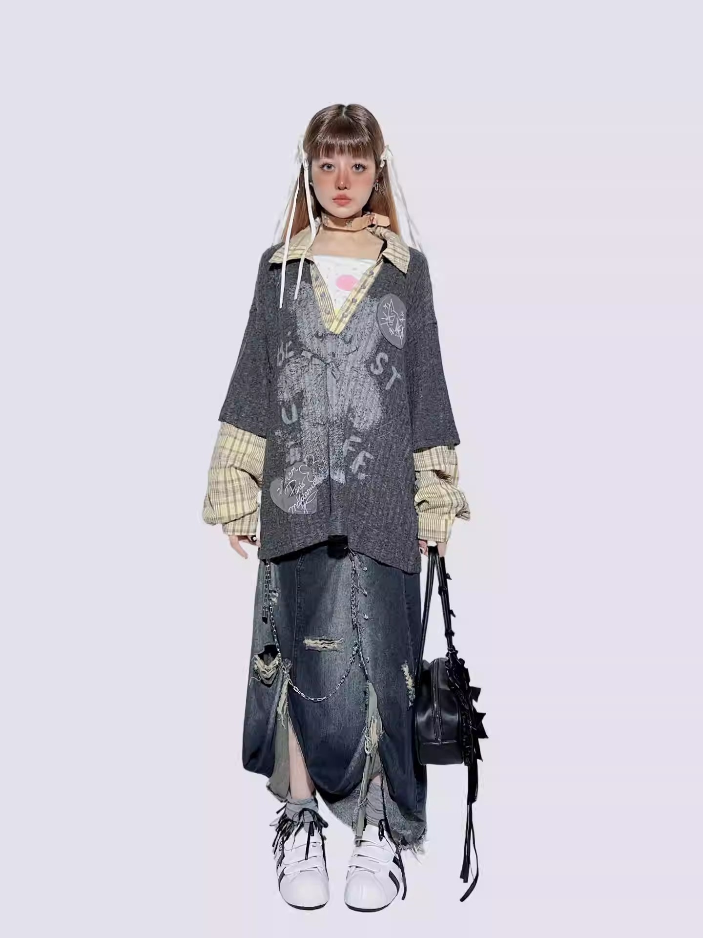 American Plaid Patchwork Oversized Shirt Jacket