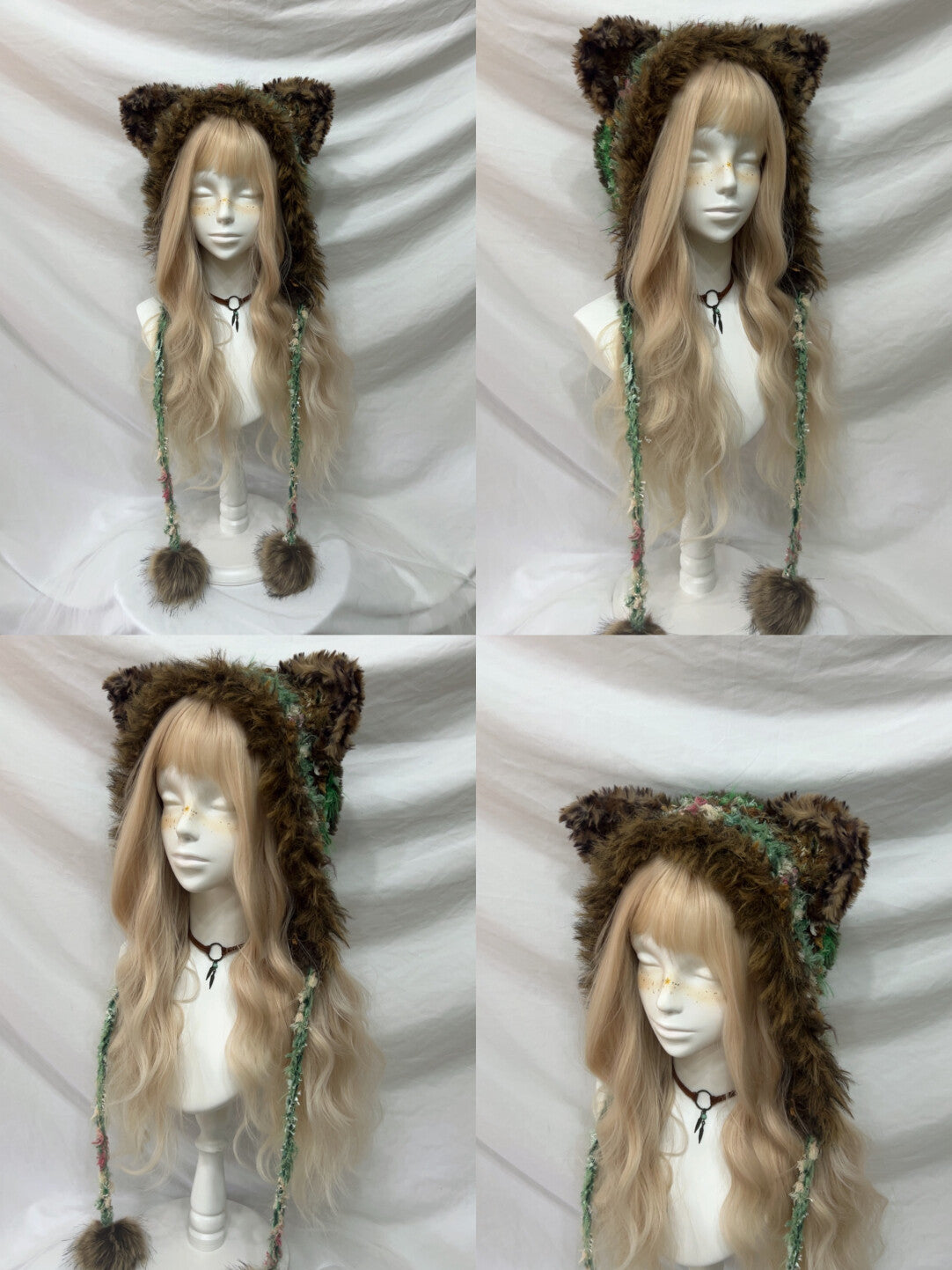 Animal Ear Pom-Pom Crochet Hat