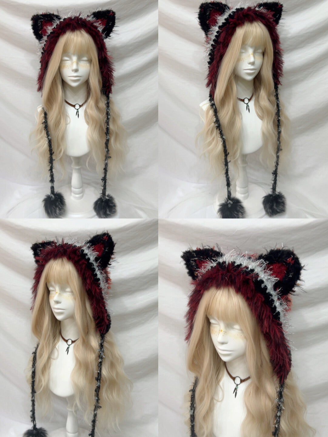 Animal Ear Pom-Pom Crochet Hat
