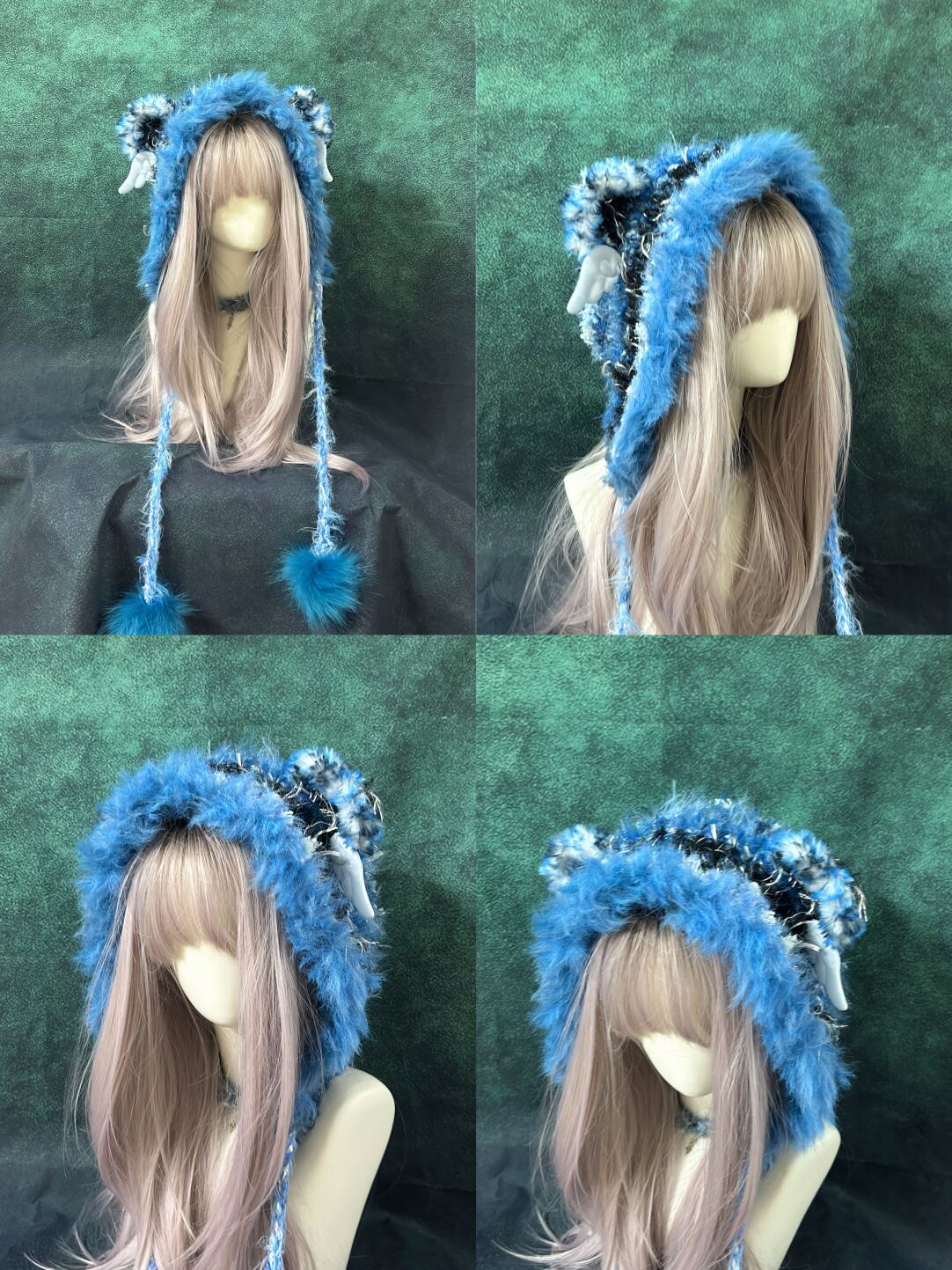 Animal Ear Pom-Pom Crochet Hat