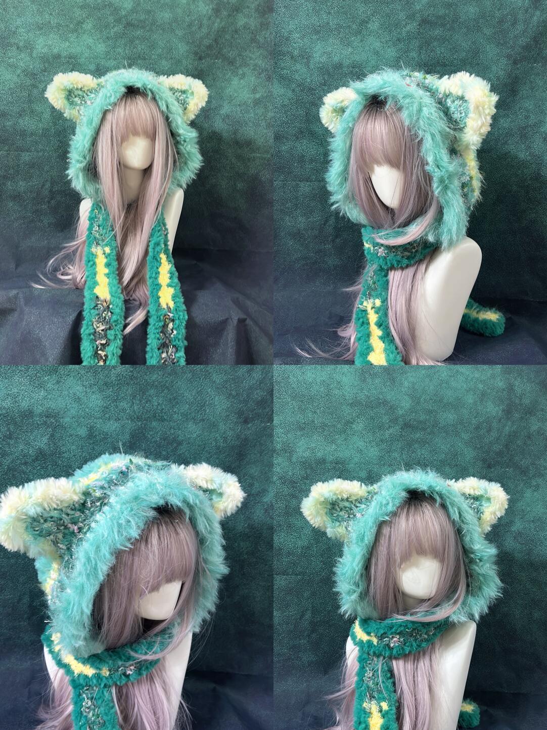 Animal Ear Pom-Pom Crochet Hat