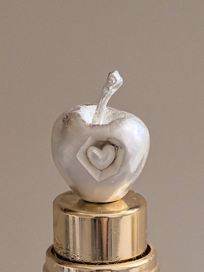 Apple Heart Silver Brooch