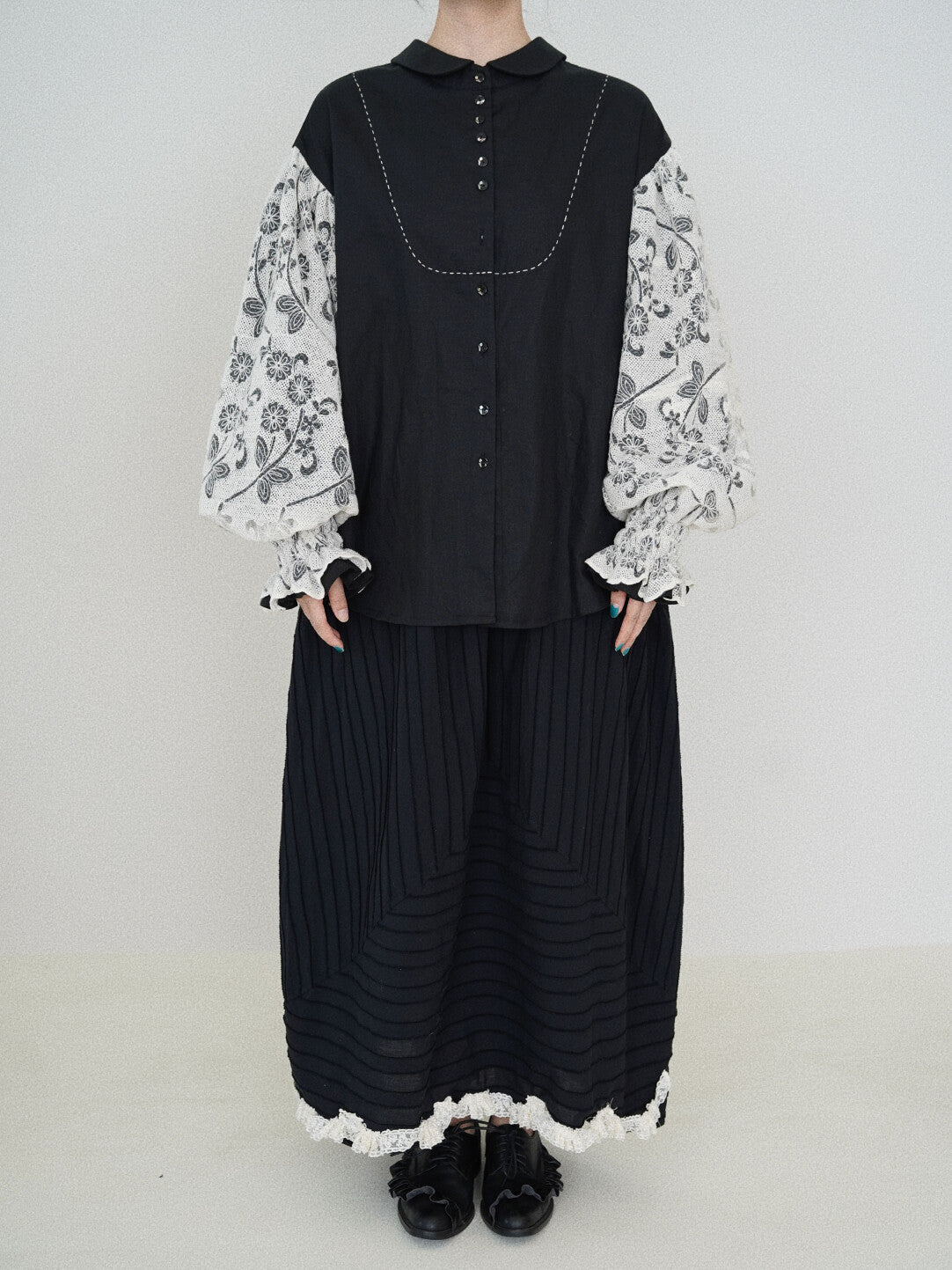 Artistic Irregular Textured Midi Skirt