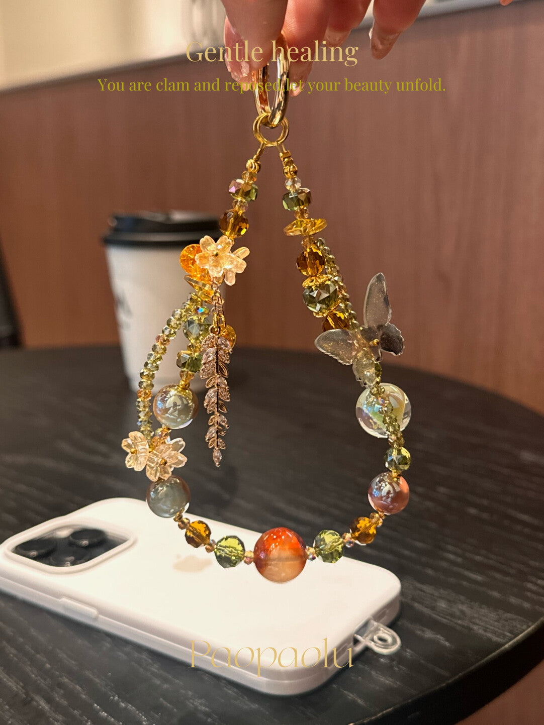 Autumn Goddess Sparkly Butterfly Beaded Phone Charm