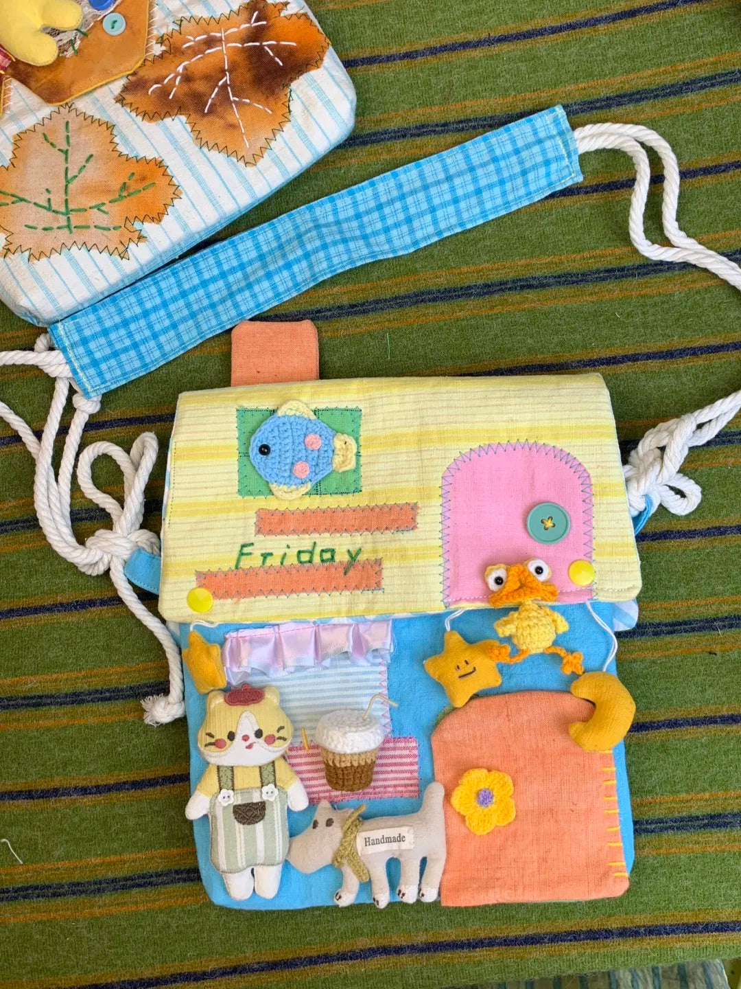 Handmade Kitten Cabin Fabric Bag