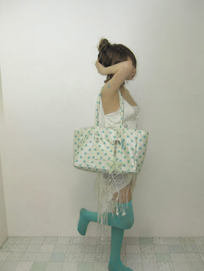 Satin Polka Dot Oversized Shoulder Bag