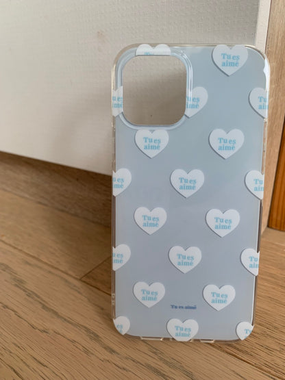 Baby Blue Heart Printed Phone Case