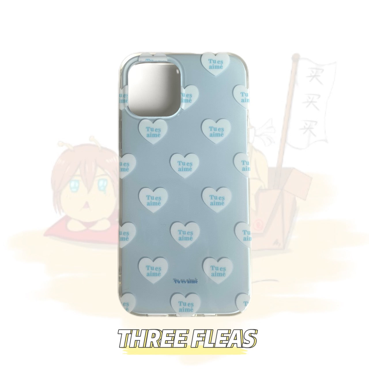 Baby Blue Heart Printed Phone Case