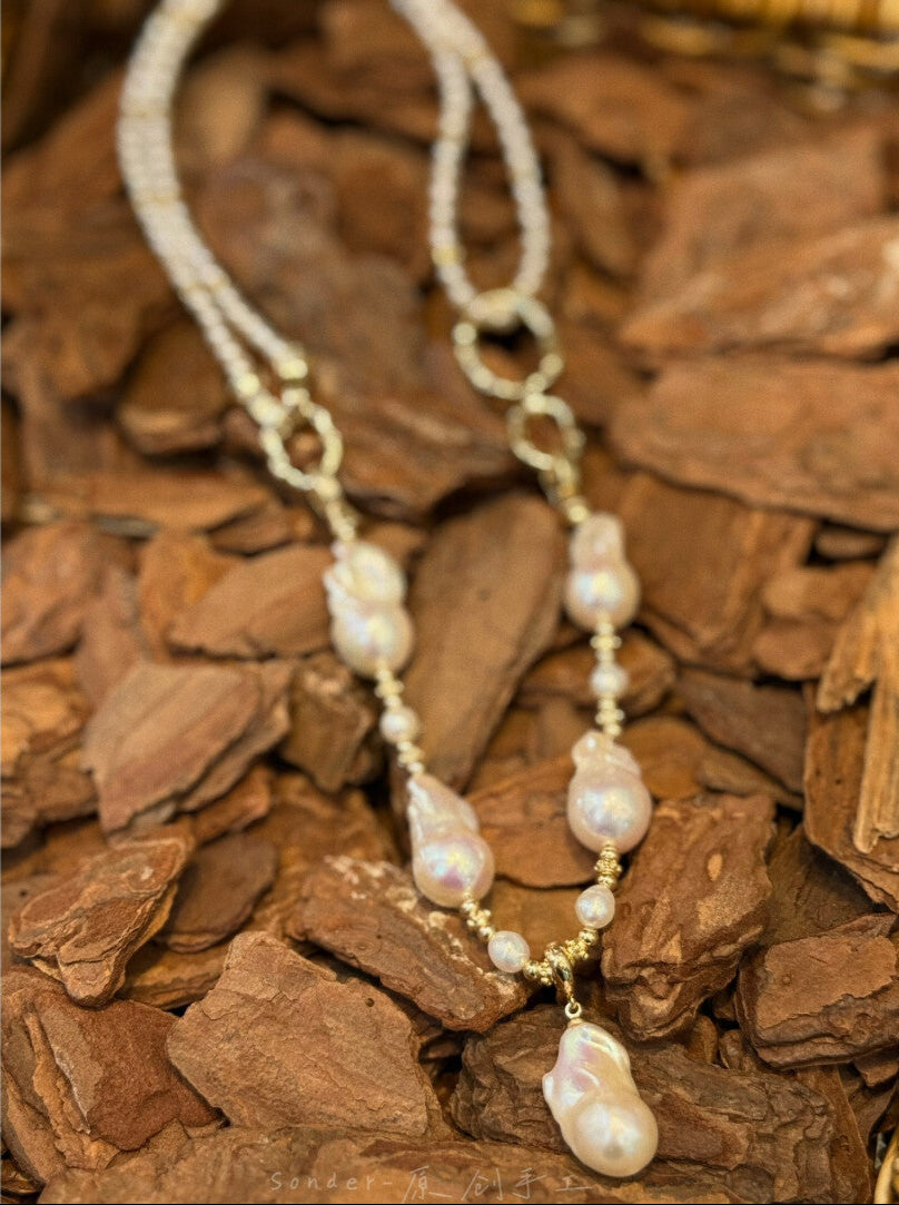 Backtrack Baroque Pearl Stacking Necklace