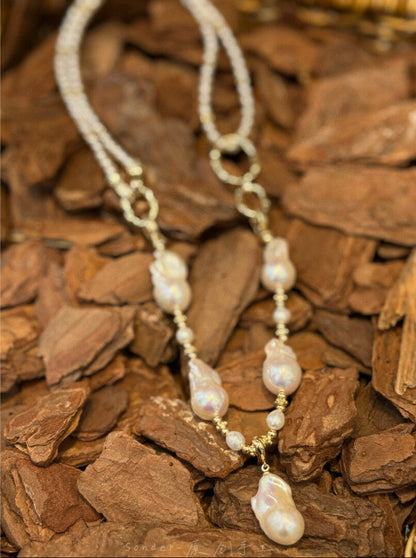 Backtrack Baroque Pearl Stacking Necklace