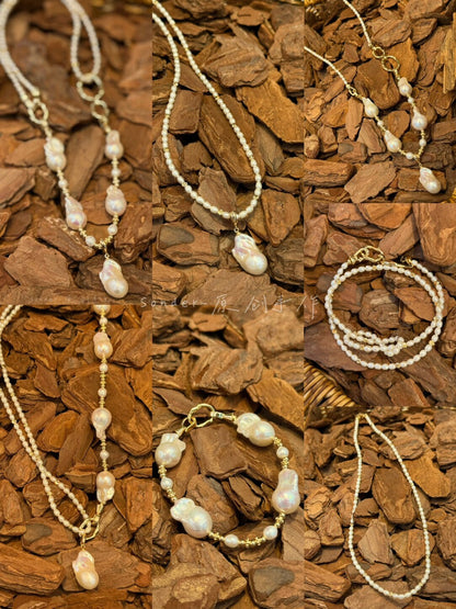 Backtrack Baroque Pearl Stacking Necklace