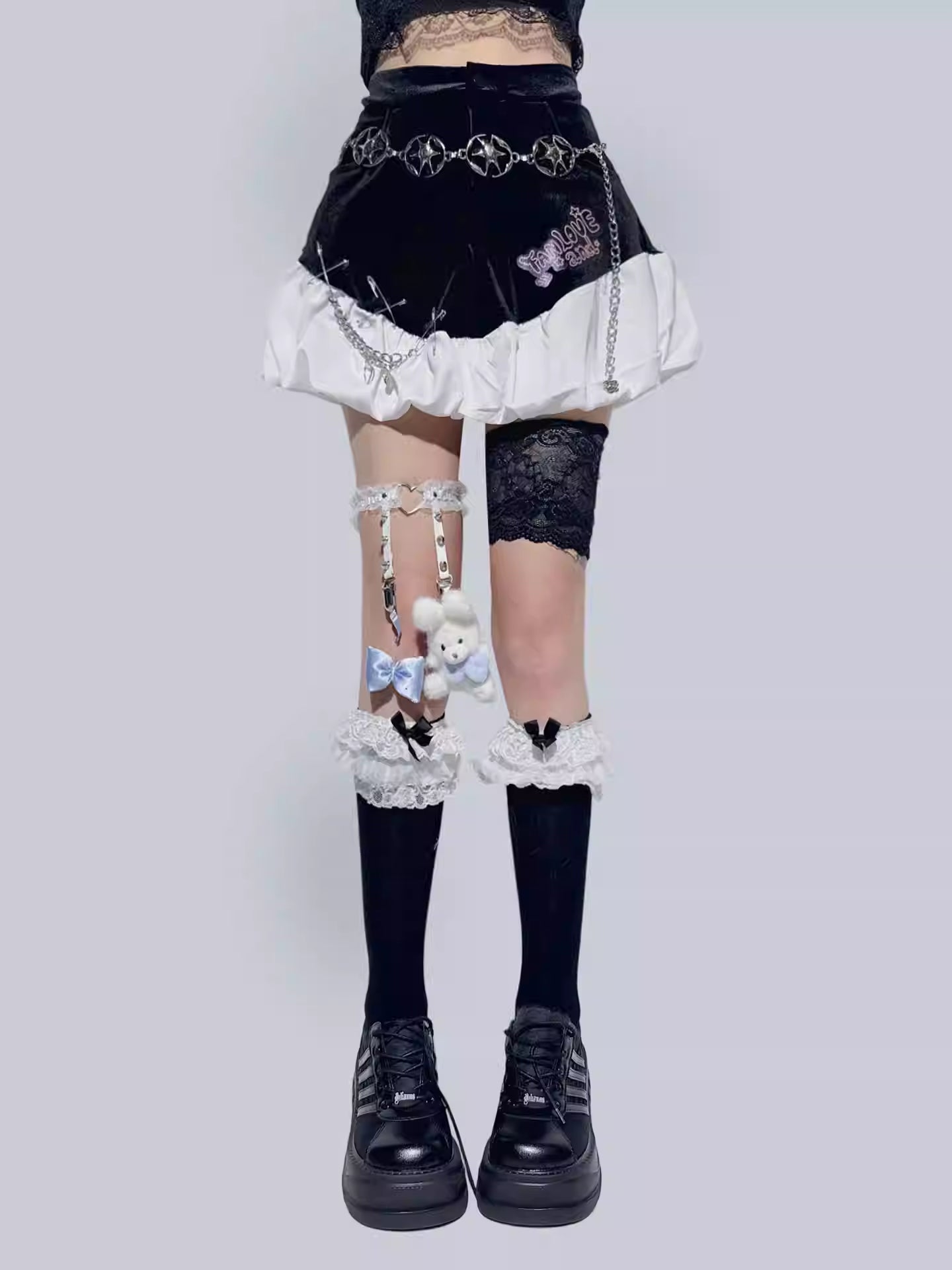 Ballet Style Black & White Bubble Mini Skirt