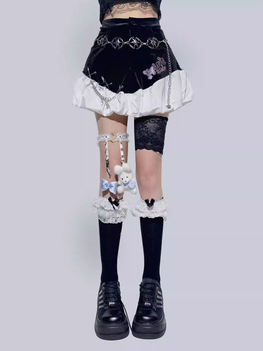 Ballet Style Black & White Bubble Mini Skirt