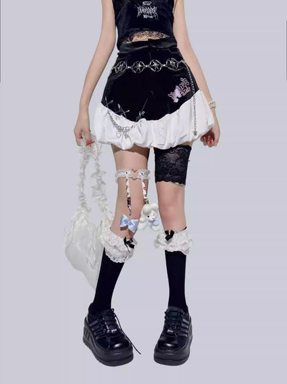 Ballet Style Black & White Bubble Mini Skirt